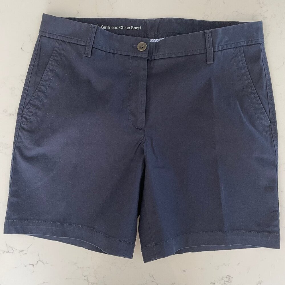 Talbots Girlfriend Chino 7" Cotton Casual Easycare 4 Pocket Shorts Blue Sz 6